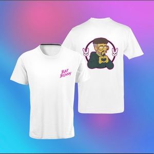 Bad Bunny Simpsons Unisex Tshirt in Black/White Sz S-5XL